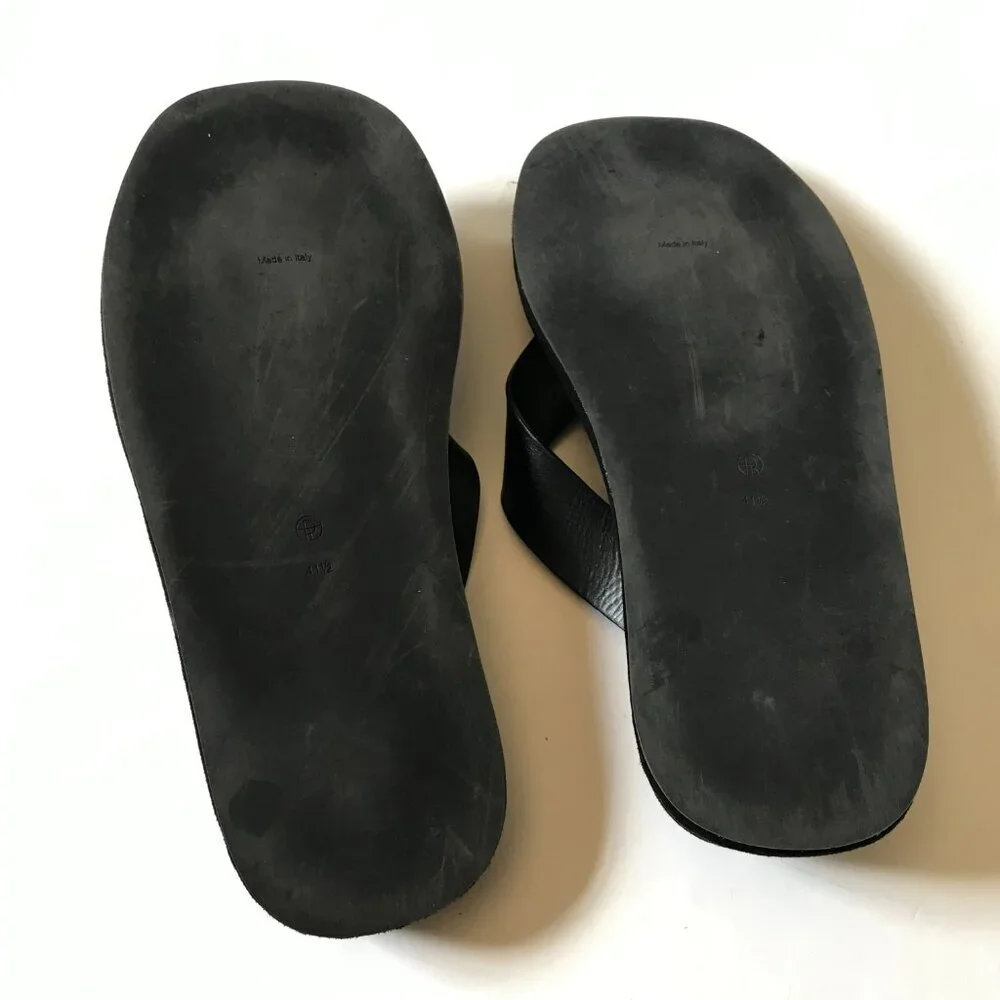 The ROW Ginza Leather Platform Sandals Flip Flops Womens 41.5 11.5 Black Suede - Picture 10 of 14